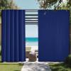 image:imageNICETOWN 2 Panels RodFree Outdoor Curtains for Patio Waterproof Sticky Top amp Back Tab Bottom with Free Rope for Wind Resistance Weatherproof Drapes for GazeboPorch W52 x L84 in Biscotti BeigeBlue