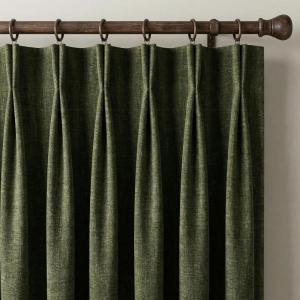 image:imageNICETOWN 395GSM Linen Pinch Pleated Vintage Olive Green Curtains 90 inch Long with Hooks  Room Darkening Wrinkle Resistant Drapes for Dining Room amp Bedroom Modern Home Decor 40 Wide 2 PanelsVintage Olive