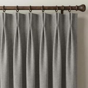 image:imageNICETOWN 395GSM Linen Pinch Pleated Vintage Olive Green Curtains 90 inch Long with Hooks  Room Darkening Wrinkle Resistant Drapes for Dining Room amp Bedroom Modern Home Decor 40 Wide 2 PanelsStone Grey