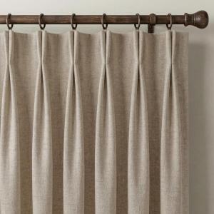 image:imageNICETOWN 395GSM Linen Pinch Pleated Vintage Olive Green Curtains 90 inch Long with Hooks  Room Darkening Wrinkle Resistant Drapes for Dining Room amp Bedroom Modern Home Decor 40 Wide 2 PanelsOatmeal