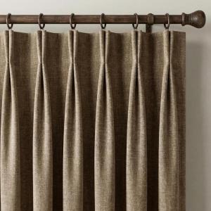 image:imageNICETOWN 395GSM Linen Pinch Pleated Vintage Olive Green Curtains 90 inch Long with Hooks  Room Darkening Wrinkle Resistant Drapes for Dining Room amp Bedroom Modern Home Decor 40 Wide 2 PanelsHazelnut Brown