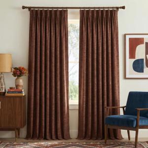 image:imageNICETOWN 395GSM Linen Pinch Pleated Vintage Olive Green Curtains 90 inch Long with Hooks  Room Darkening Wrinkle Resistant Drapes for Dining Room amp Bedroom Modern Home Decor 40 Wide 2 PanelsEarthy Terracotta
