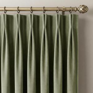 image:imageNICETOWN Sage Green Velvet Blackout Curtains 96 Inch Long for Bedroom Dorm DiningLiving Room Thermal Solid Heavy Matt Pinch Pleat Back Tab Track Window Treatment for Hall Theater 2 Panels 40 WSage Green