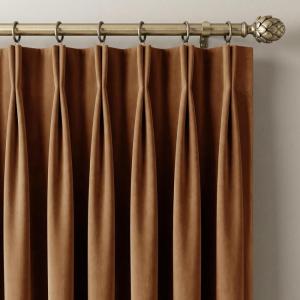 image:imageNICETOWN Sage Green Velvet Blackout Curtains 96 Inch Long for Bedroom Dorm DiningLiving Room Thermal Solid Heavy Matt Pinch Pleat Back Tab Track Window Treatment for Hall Theater 2 Panels 40 WGold Brown