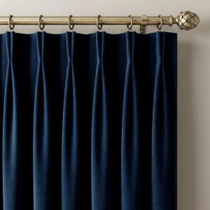 image:imageNICETOWN Sage Green Velvet Blackout Curtains 96 Inch Long for Bedroom Dorm DiningLiving Room Thermal Solid Heavy Matt Pinch Pleat Back Tab Track Window Treatment for Hall Theater 2 Panels 40 WNavy Blue