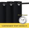 image:imageNICETOWN Blackout Black Curtain amp Drape 90 inches Long  Grommet Thermal Insulated Blackout Drape Light Blinds Room Darkening Window Treatment for Bedroom 1 Panel W52 x L90 Black