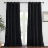 image:imageNICETOWN Blackout Black Curtain amp Drape 90 inches Long  Grommet Thermal Insulated Blackout Drape Light Blinds Room Darkening Window Treatment for Bedroom 1 Panel W52 x L90 Black