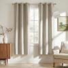 image:imageNICETOWN 100 Blackout Linen Beige Curtains 84 inches Long for Living Room White Liner Composite Grommet Bedroom Thermal Drapes Casual Home Decor Window Treatments 2 Panels W52 x L84Beige