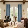 image:imageNICETOWN 100 Blackout Linen Beige Curtains 84 inches Long for Living Room White Liner Composite Grommet Bedroom Thermal Drapes Casual Home Decor Window Treatments 2 Panels W52 x L84Stone Blue