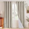 image:imageNICETOWN 100 Blackout Linen Beige Curtains 84 inches Long for Living Room White Liner Composite Grommet Bedroom Thermal Drapes Casual Home Decor Window Treatments 2 Panels W52 x L84Beige