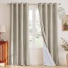image:imageNICETOWN 100 Blackout Linen Beige Curtains 84 inches Long for Living Room White Liner Composite Grommet Bedroom Thermal Drapes Casual Home Decor Window Treatments 2 Panels W52 x L84Beige