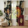 image:imageNICETOWN Boho Floral Curtains 100 Blackout for Living Room Bedroom 96 Inches Long Vintage Flower Drapes Thermal Insulated Soundproof Mid Century Botanica Grommet Window Treatment 52 W 2 PanelsBlack Boho Floral