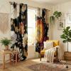 image:imageNICETOWN Boho Floral Curtains 100 Blackout for Living Room Bedroom 96 Inches Long Vintage Flower Drapes Thermal Insulated Soundproof Mid Century Botanica Grommet Window Treatment 52 W 2 PanelsBlack Boho Floral