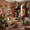 image:imageNICETOWN Boho Floral Curtains 100 Blackout for Living Room Bedroom 96 Inches Long Vintage Flower Drapes Thermal Insulated Soundproof Mid Century Botanica Grommet Window Treatment 52 W 2 PanelsBlack Boho Floral