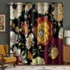 image:imageNICETOWN Boho Floral Curtains 100 Blackout for Living Room Bedroom 96 Inches Long Vintage Flower Drapes Thermal Insulated Soundproof Mid Century Botanica Grommet Window Treatment 52 W 2 PanelsBlack Boho Floral
