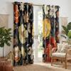 image:imageNICETOWN Boho Floral Curtains 100 Blackout for Living Room Bedroom 96 Inches Long Vintage Flower Drapes Thermal Insulated Soundproof Mid Century Botanica Grommet Window Treatment 52 W 2 PanelsNavy Blue Boho Floral