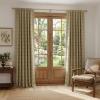 image:imageNICETOWN Buffalo Check Plaid 100 Blackout Curtains 84 Inches Long for Bedroom Living Room Thermal Insulated Room Darkening Rod Pocket Back Tab Drapes Olive Green 52 W x 84 L 2 PanelsGrid Pattern  Burlap  White