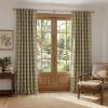 image:imageNICETOWN Buffalo Check Plaid 100 Blackout Curtains 84 Inches Long for Bedroom Living Room Thermal Insulated Room Darkening Rod Pocket Back Tab Drapes Olive Green 52 W x 84 L 2 PanelsPlaid  Burlap  White