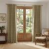 image:imageNICETOWN Buffalo Check Plaid 100 Blackout Curtains 84 Inches Long for Bedroom Living Room Thermal Insulated Room Darkening Rod Pocket Back Tab Drapes Olive Green 52 W x 84 L 2 PanelsGrid Pattern  Burlap  White