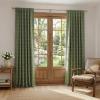 image:imageNICETOWN Buffalo Check Plaid 100 Blackout Curtains 84 Inches Long for Bedroom Living Room Thermal Insulated Room Darkening Rod Pocket Back Tab Drapes Olive Green 52 W x 84 L 2 PanelsGrid Pattern  Olive Green  White