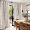 image:imageNICETOWN Farmhouse Geometric Curtains 96 inches Long Natural Linen Semi Sheer 250GSM Diamond Pattern Pocket amp Back Tab Window Treatments Light Filtering for Living Room W52 x L96 2 PanelsTaupe