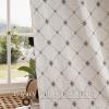 image:imageNICETOWN Farmhouse Geometric Curtains 96 inches Long Natural Linen Semi Sheer 250GSM Diamond Pattern Pocket amp Back Tab Window Treatments Light Filtering for Living Room W52 x L96 2 PanelsTaupe