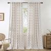 image:imageNICETOWN Farmhouse Geometric Curtains 96 inches Long Natural Linen Semi Sheer 250GSM Diamond Pattern Pocket amp Back Tab Window Treatments Light Filtering for Living Room W52 x L96 2 PanelsNatural