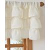 image:imageNICETOWN Farmhouse Valance Curtains 20 Inches Long for Kitchen amp Bathroom ThreeTiered Ruffle Valance Curtains Satin Texture Light Filtering Window Coverings 52 WBeige Linen