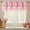 image:imageNICETOWN Farmhouse Valance Curtains 20 Inches Long for Kitchen amp Bathroom ThreeTiered Ruffle Valance Curtains Satin Texture Light Filtering Window Coverings 52 WPink