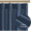 image:imageNICETOWN Natural Pinch Pleated Linen Kitchen Curtains 36 Inches Long 2 Panels Set Farmhouse Light Filtering Short Curtains for Cafe Bar Living Room Bedroom Window 40 W x 36 LNavy Blue