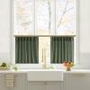 image:imageNICETOWN Natural Pinch Pleated Linen Kitchen Curtains 36 Inches Long 2 Panels Set Farmhouse Light Filtering Short Curtains for Cafe Bar Living Room Bedroom Window 40 W x 36 LForest Green