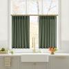 image:imageNICETOWN Natural Pinch Pleated Linen Kitchen Curtains 36 Inches Long 2 Panels Set Farmhouse Light Filtering Short Curtains for Cafe Bar Living Room Bedroom Window 40 W x 36 LForest Green