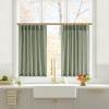 image:imageNICETOWN Natural Pinch Pleated Linen Kitchen Curtains 36 Inches Long 2 Panels Set Farmhouse Light Filtering Short Curtains for Cafe Bar Living Room Bedroom Window 40 W x 36 LSage Green