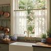 image:imageNICETOWN Natural Pinch Pleated Linen Kitchen Curtains 36 Inches Long 2 Panels Set Farmhouse Light Filtering Short Curtains for Cafe Bar Living Room Bedroom Window 40 W x 36 LNatural
