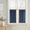 image:imageNICETOWN Natural Pinch Pleated Linen Kitchen Curtains 36 Inches Long 2 Panels Set Farmhouse Light Filtering Short Curtains for Cafe Bar Living Room Bedroom Window 40 W x 36 LNavy Blue