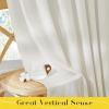 image:imageNICETOWN Pink Linen Curtains for Girls Room Tie Top Stripe Pattern Light Filtering Semi Sheer Window Treatments DIY Crafted Privacy for Bedroom W52 x L84 2 PanelsOff White