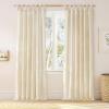 image:imageNICETOWN Pink Linen Curtains for Girls Room Tie Top Stripe Pattern Light Filtering Semi Sheer Window Treatments DIY Crafted Privacy for Bedroom W52 x L84 2 PanelsStriped Cream Yellow
