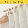image:imageNICETOWN Pink Linen Curtains for Girls Room Tie Top Stripe Pattern Light Filtering Semi Sheer Window Treatments DIY Crafted Privacy for Bedroom W52 x L84 2 PanelsOff White