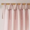 image:imageNICETOWN Pink Linen Curtains for Girls Room Tie Top Stripe Pattern Light Filtering Semi Sheer Window Treatments DIY Crafted Privacy for Bedroom W52 x L84 2 PanelsPink