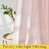 image:imageNICETOWN Pink Linen Curtains for Girls Room Tie Top Stripe Pattern Light Filtering Semi Sheer Window Treatments DIY Crafted Privacy for Bedroom W52 x L84 2 PanelsStriped Pink