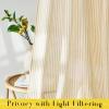image:imageNICETOWN Pink Linen Curtains for Girls Room Tie Top Stripe Pattern Light Filtering Semi Sheer Window Treatments DIY Crafted Privacy for Bedroom W52 x L84 2 PanelsStriped Cream Yellow