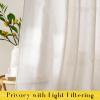 image:imageNICETOWN Pink Linen Curtains for Girls Room Tie Top Stripe Pattern Light Filtering Semi Sheer Window Treatments DIY Crafted Privacy for Bedroom W52 x L84 2 PanelsCream