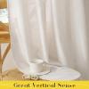image:imageNICETOWN Pink Linen Curtains for Girls Room Tie Top Stripe Pattern Light Filtering Semi Sheer Window Treatments DIY Crafted Privacy for Bedroom W52 x L84 2 PanelsCream