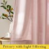 image:imageNICETOWN Pink Linen Curtains for Girls Room Tie Top Stripe Pattern Light Filtering Semi Sheer Window Treatments DIY Crafted Privacy for Bedroom W52 x L84 2 PanelsPink