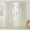 image:imageNICETOWN Pink Linen Curtains for Girls Room Tie Top Stripe Pattern Light Filtering Semi Sheer Window Treatments DIY Crafted Privacy for Bedroom W52 x L84 2 PanelsStriped Sage Green