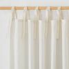 image:imageNICETOWN Pink Linen Curtains for Girls Room Tie Top Stripe Pattern Light Filtering Semi Sheer Window Treatments DIY Crafted Privacy for Bedroom W52 x L84 2 PanelsOff White