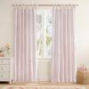 image:imageNICETOWN Pink Linen Curtains for Girls Room Tie Top Stripe Pattern Light Filtering Semi Sheer Window Treatments DIY Crafted Privacy for Bedroom W52 x L84 2 PanelsStriped Pink