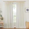 image:imageNICETOWN Pink Linen Curtains for Girls Room Tie Top Stripe Pattern Light Filtering Semi Sheer Window Treatments DIY Crafted Privacy for Bedroom W52 x L84 2 PanelsOff White