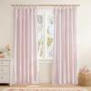 image:imageNICETOWN Pink Linen Curtains for Girls Room Tie Top Stripe Pattern Light Filtering Semi Sheer Window Treatments DIY Crafted Privacy for Bedroom W52 x L84 2 PanelsStriped Pink