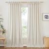 image:imageNICETOWN Pink Linen Curtains for Girls Room Tie Top Stripe Pattern Light Filtering Semi Sheer Window Treatments DIY Crafted Privacy for Bedroom W52 x L84 2 PanelsNatural